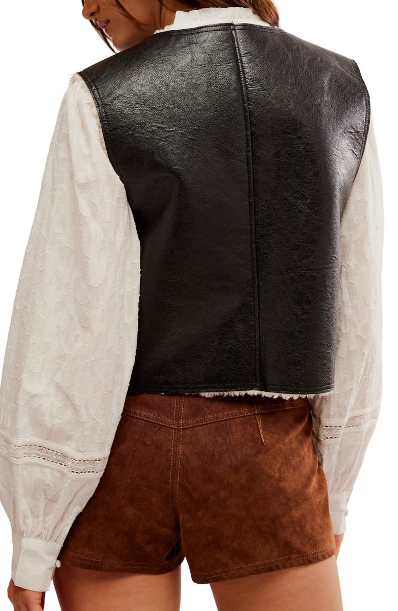 Free People Travelers Embroidered Crop Faux Leather Vest, Alternate, color,