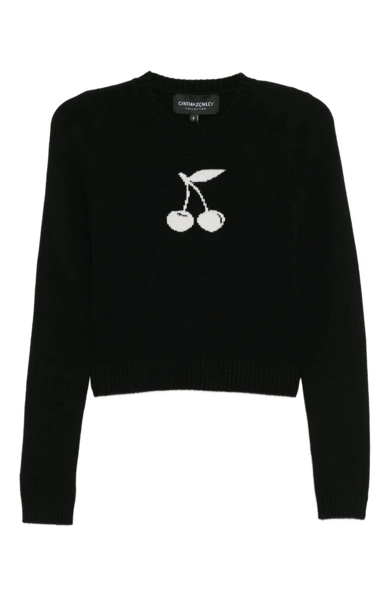 Cynthia Rowley Intarsia Cropped Sweater, Main, color, Black