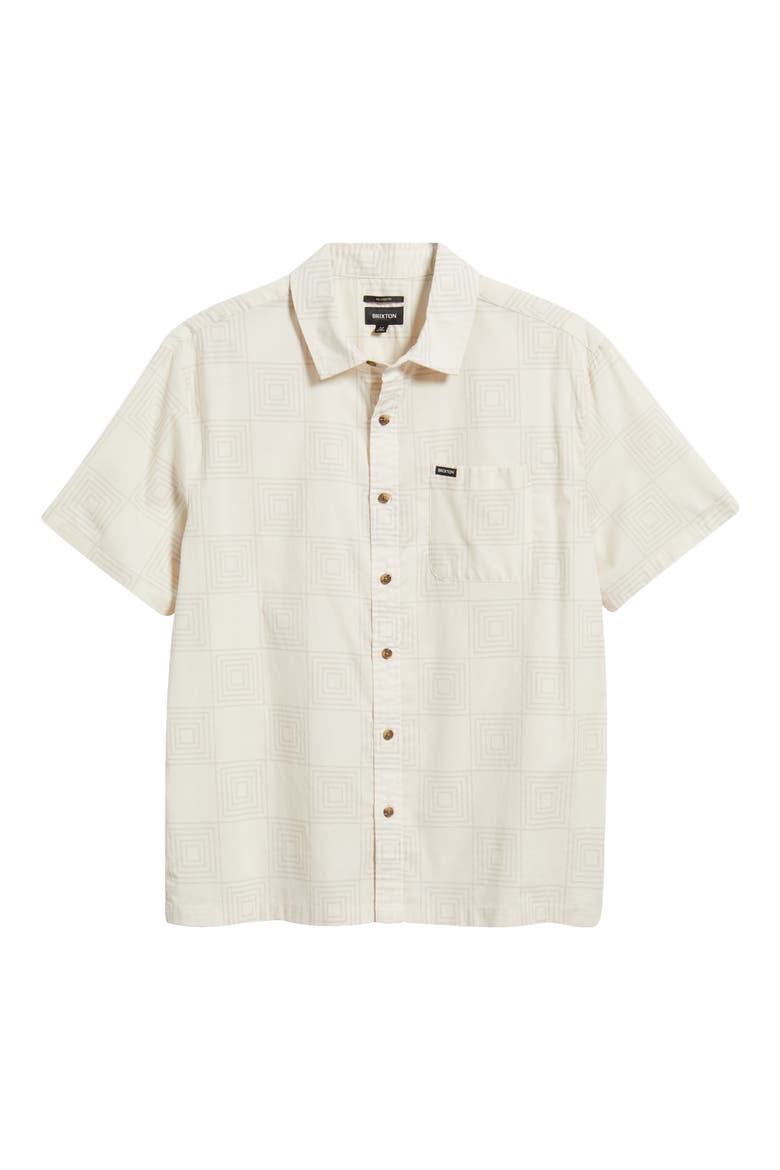 Cru Checker Short Sleeve Button-Up Shirt, Main, color, WHITECAP/ GEO CHECKER