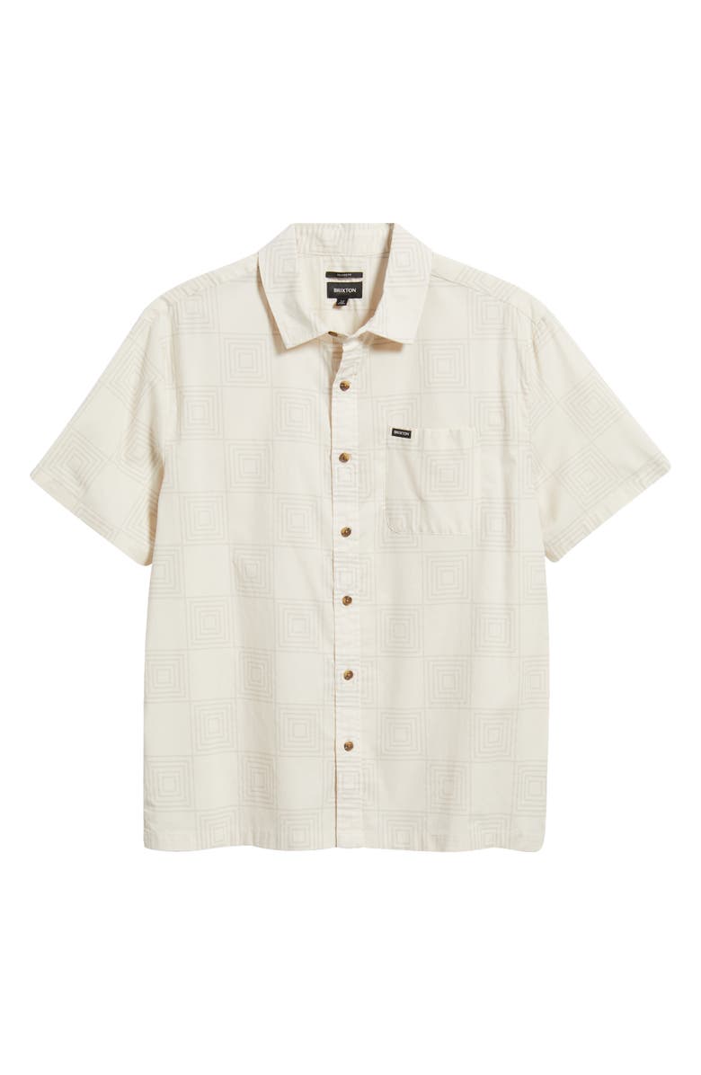 Brixton Cru Checker Short Sleeve Button-Up Shirt, Main, color, Whitecap/ Geo Checker