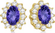ALLUREZ Oval Lab Tanzanite & Diamond Earrings 14k Yellow