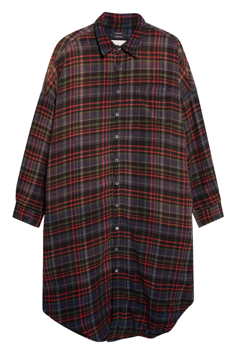 Padded Jumbo Plaid Shirtdress, Main, color, NAVY GREEN PLAID