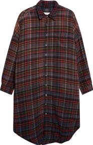 R13 Padded Jumbo Plaid Shirtdress