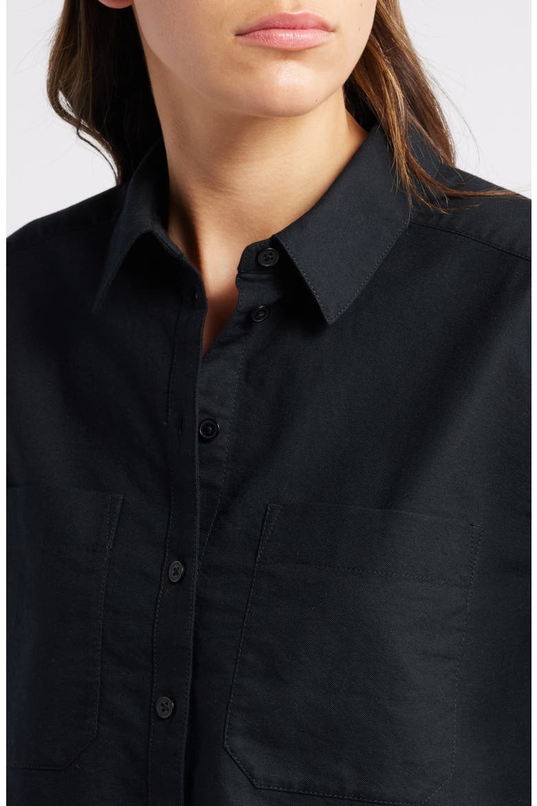 Boxy Oxford Button-Up Shirt, Alternate, color, BLACK