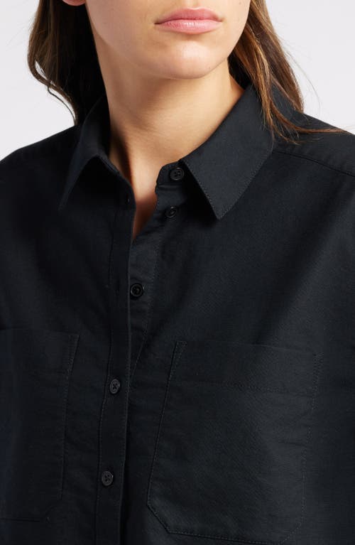Treasure & Bond Boxy Oxford Button-up Shirt In Black