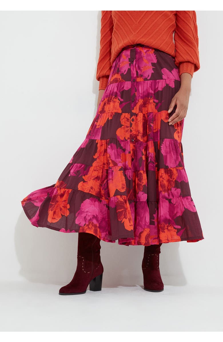 Joe Browns Tiered Midi Skirt, Main, color, Blooming Floral