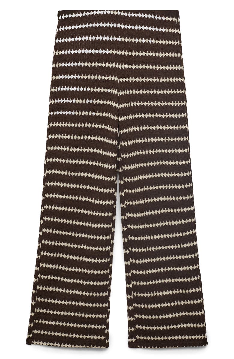MANGO Wavy Stripe Knit Pull-On Straight Leg Pants, Alternate, color, Brown