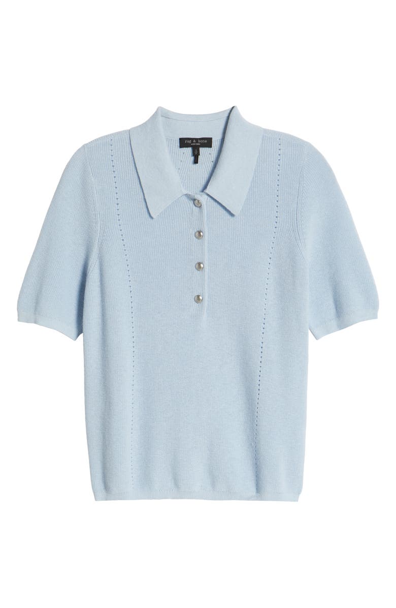 rag & bone Darcey Cotton & Cashmere Polo Sweater, Alternate, color, Ltblue