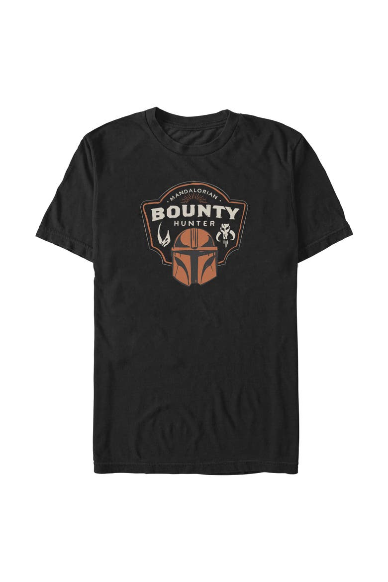 Mens Star Wars The Mandalorian and Grogu Bounty Hunter Logo T Shirt, Main, color, Black