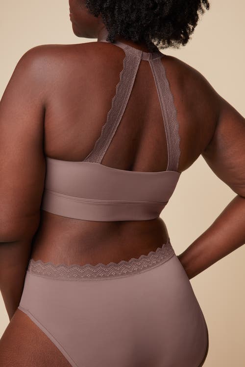 Harper Wilde Bliss Lace Halterneck Bralette In Mauve