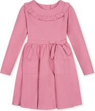 Hope & Henry Kids' Organic Ruffle Neck Knit Skater Dress