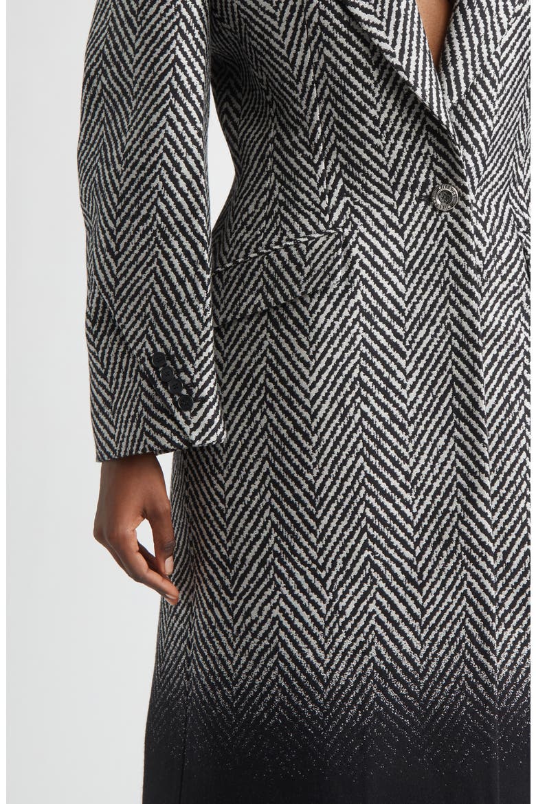 Dip Dye Wool Blend Herringbone Coat, Alternate, color, BLACK/ WHITE