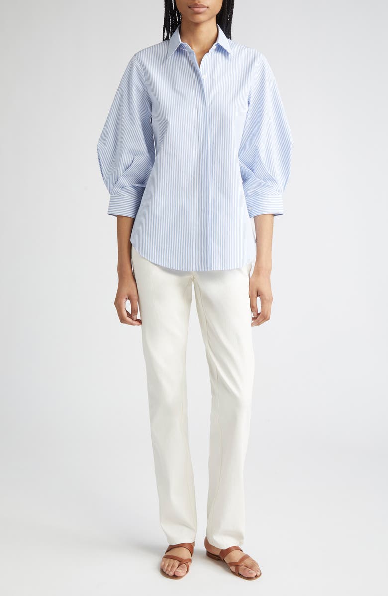 Balloon Sleeve Slim Blouse