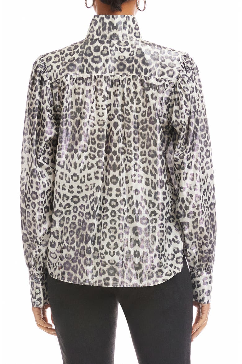 Chloe Metallic Leopard Print Button-Up Shirt, Alternate, color, LEOPARD