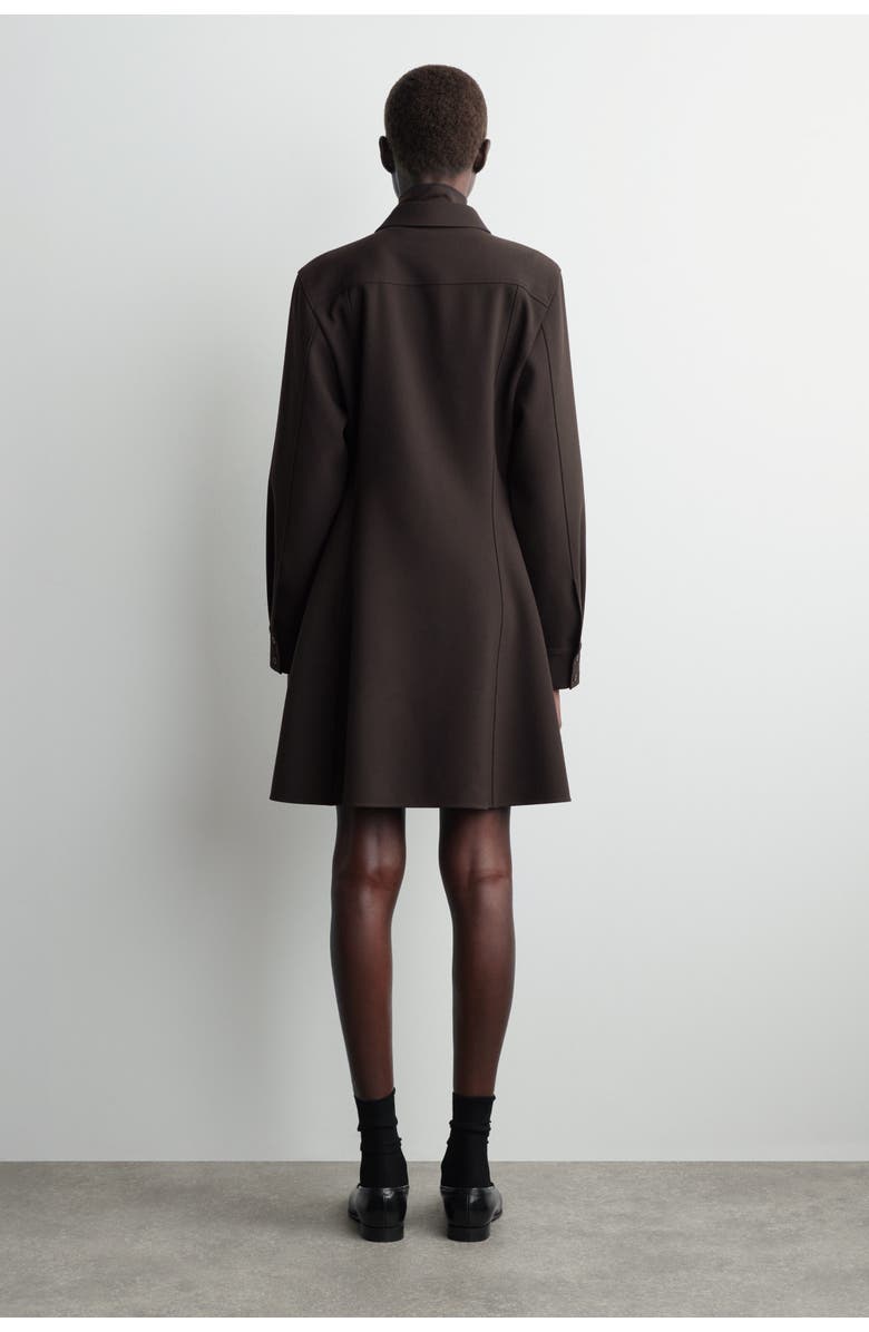 COS Long-Sleeved Mini Shirt Dress, Alternate, color, Dark Brown