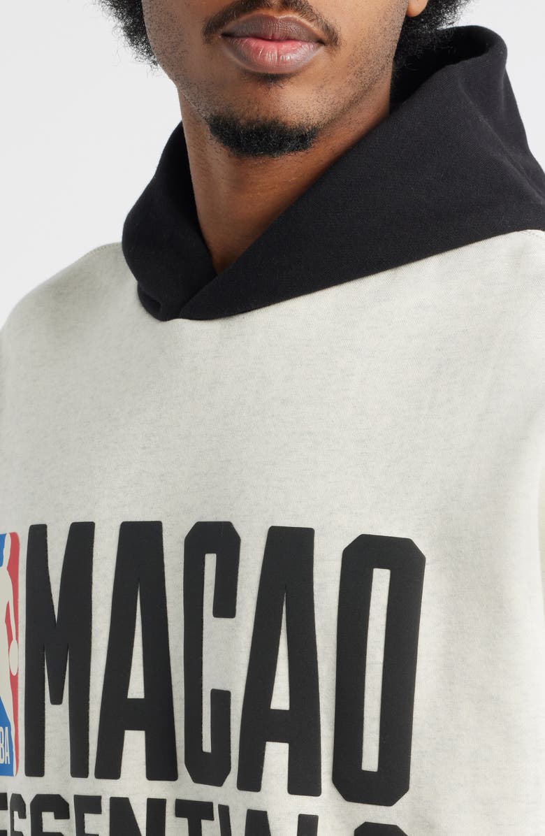 Fear of God Essentials x NBA Macao Sports Fit Hoodie, Alternate, color, Light Heather/ Black