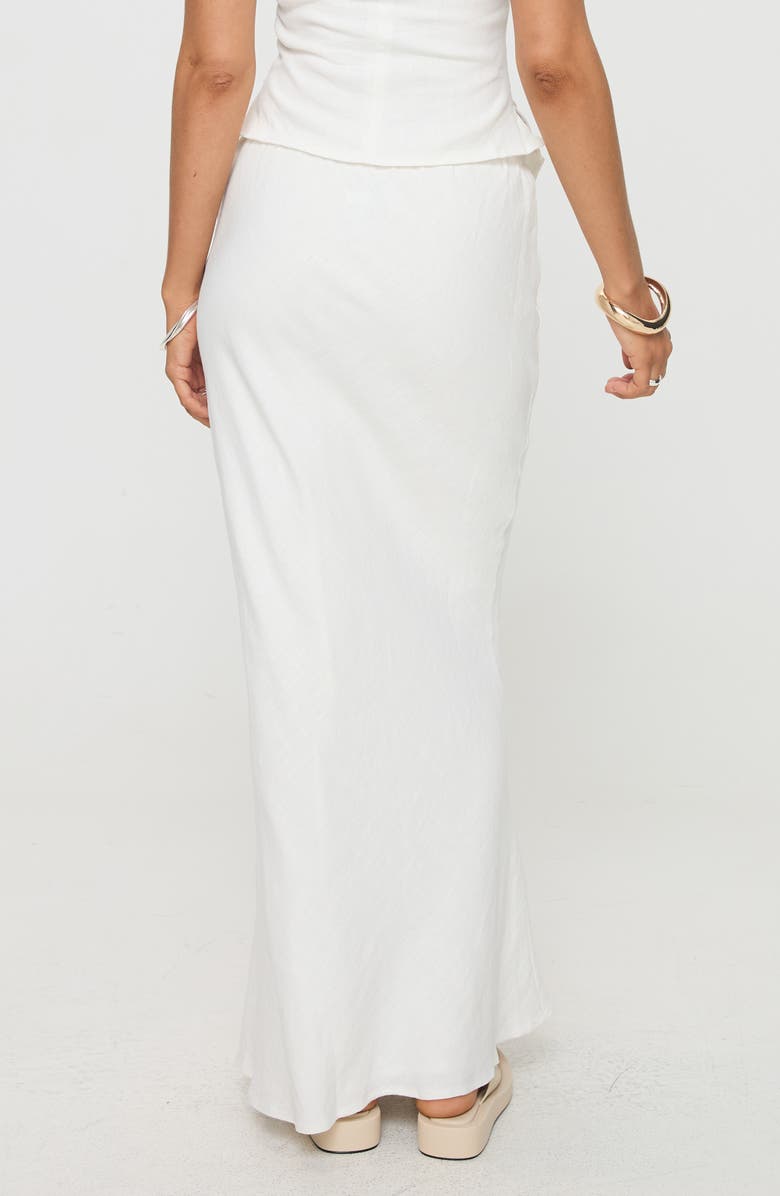 Princess Polly Mercer Low Rise Linen Blend Midi Skirt, Alternate, color, White