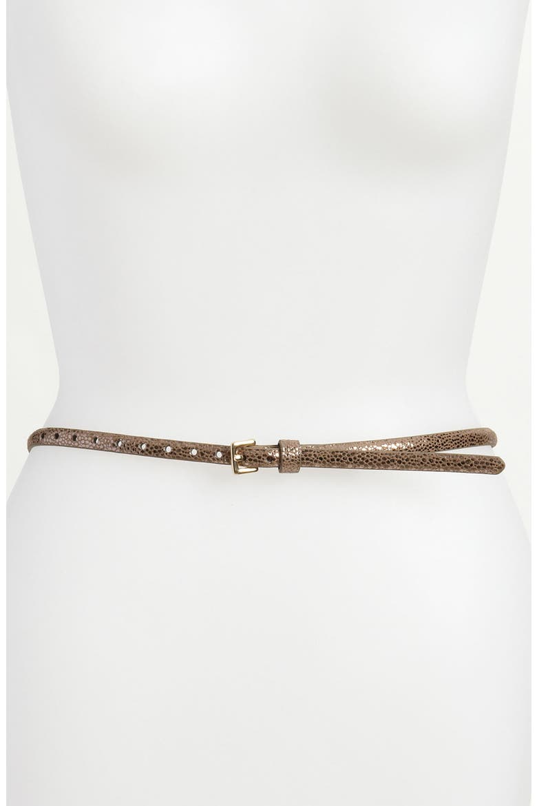 'Metallic Lizard' Skinny Belt, Main, color, BRONZE