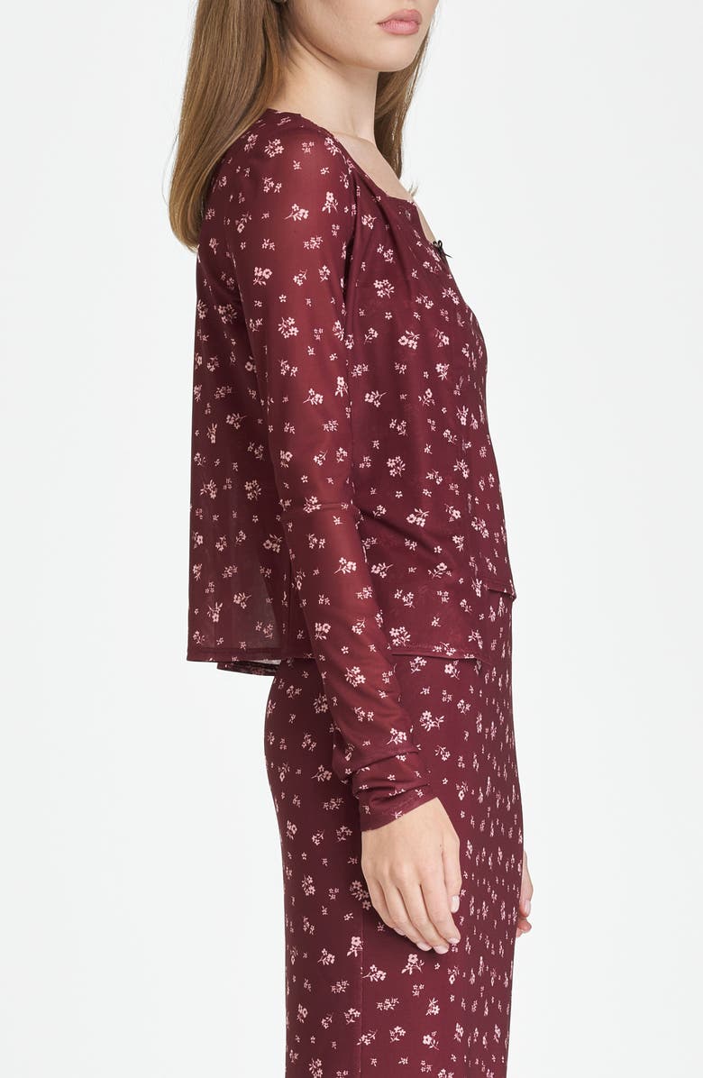 WAYF Maude Camisole & Cardigan Set, Alternate, color, Burgundy Ditsy