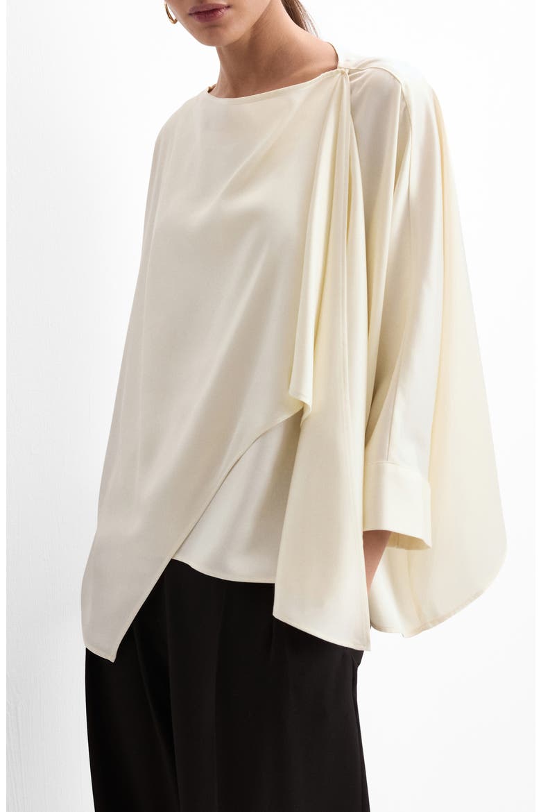Asymmetric Satin Top, Alternate, color, ECRU