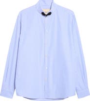Valentino Stripe Mandarin Collar Cotton Button-Up Shirt
