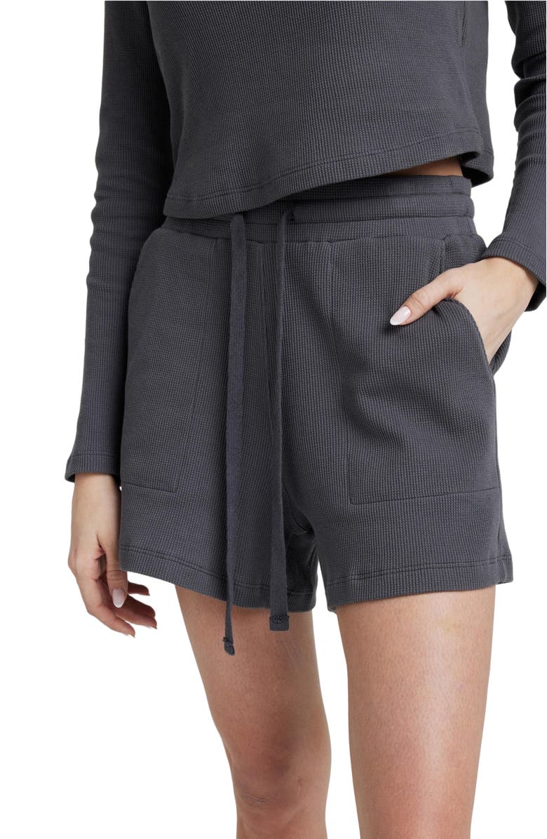 Losano Organic Cotton Drawstring Short, Alternate, color, Charcoal