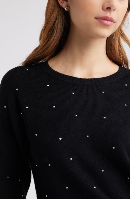 Open Edit Rhinestone Sweater In Black