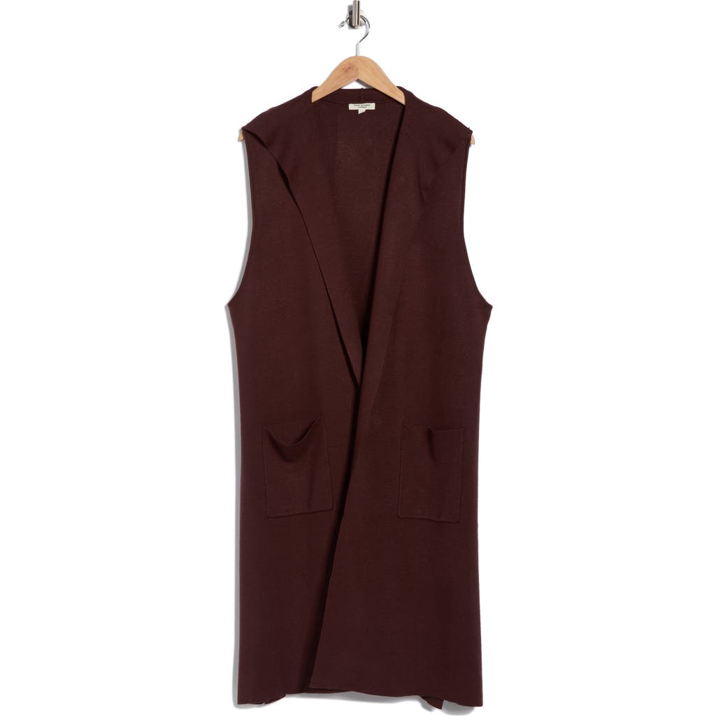 Max Studio Collared Longline Sweater Vest In Brown