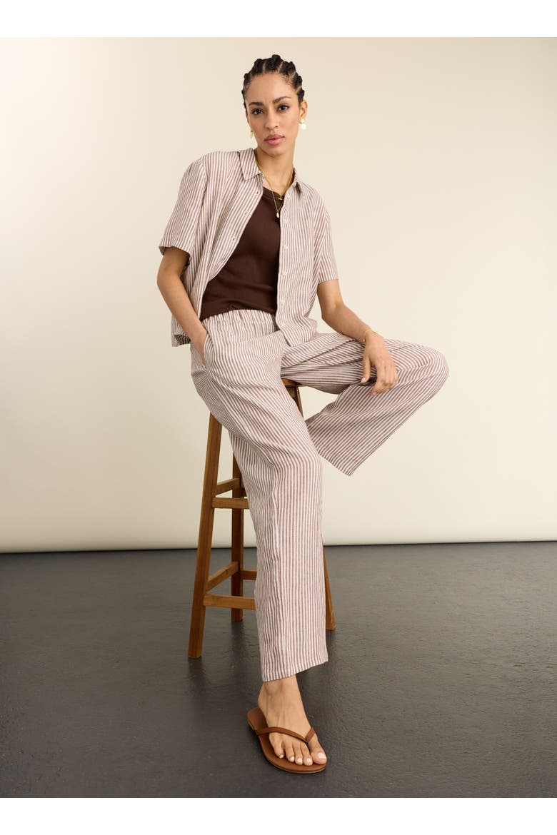 Doretta Linen Trousers, Alternate, color, Chocolate Stripe