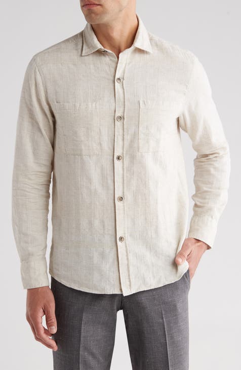 Sunset Plaid Cotton & Linen Button-Up Shirt