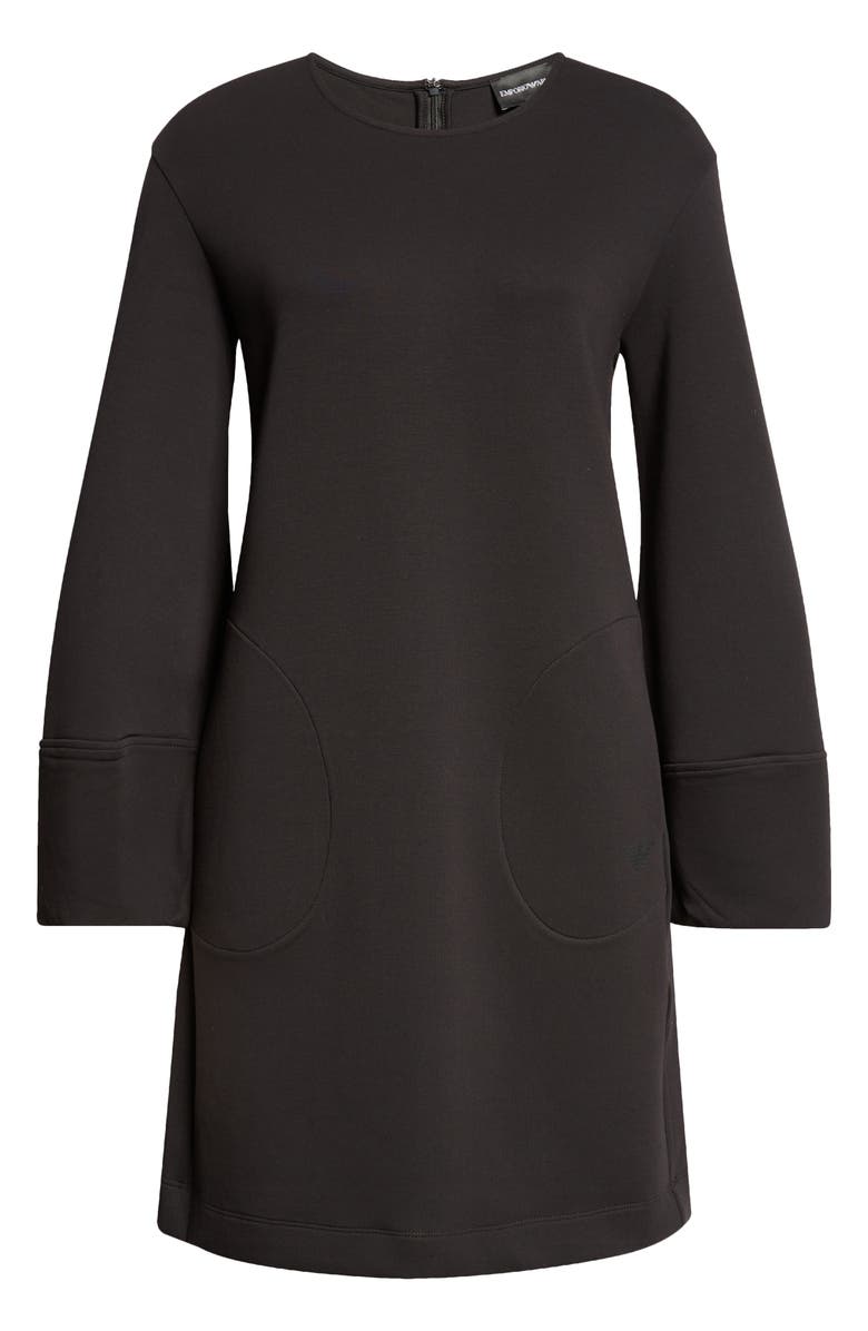 Emporio Armani Balloon Long Sleeve Cotton Blend Jersey Shift Dress, Alternate, color, 