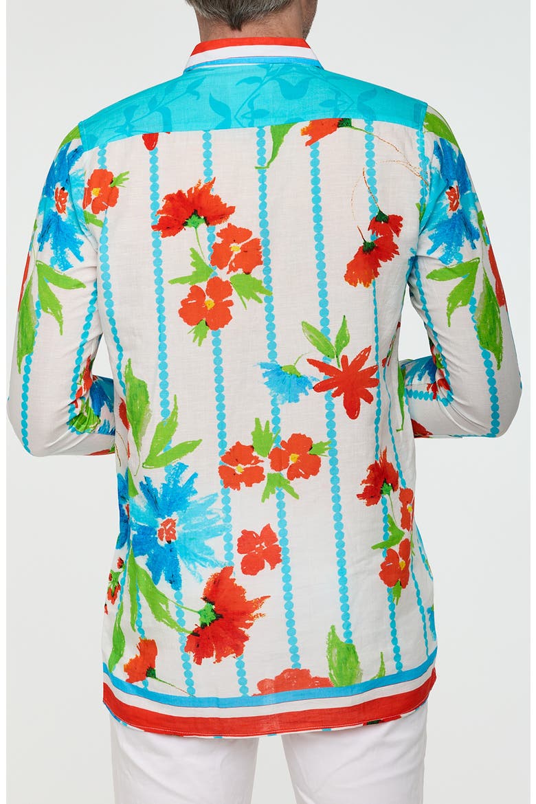 Floral Button-Up Resort Shirt, Alternate, color, WHITE