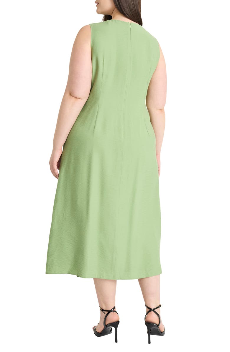 Maggy London Draped Faux Wrap Midi Dress, Alternate, color, Green Eyes
