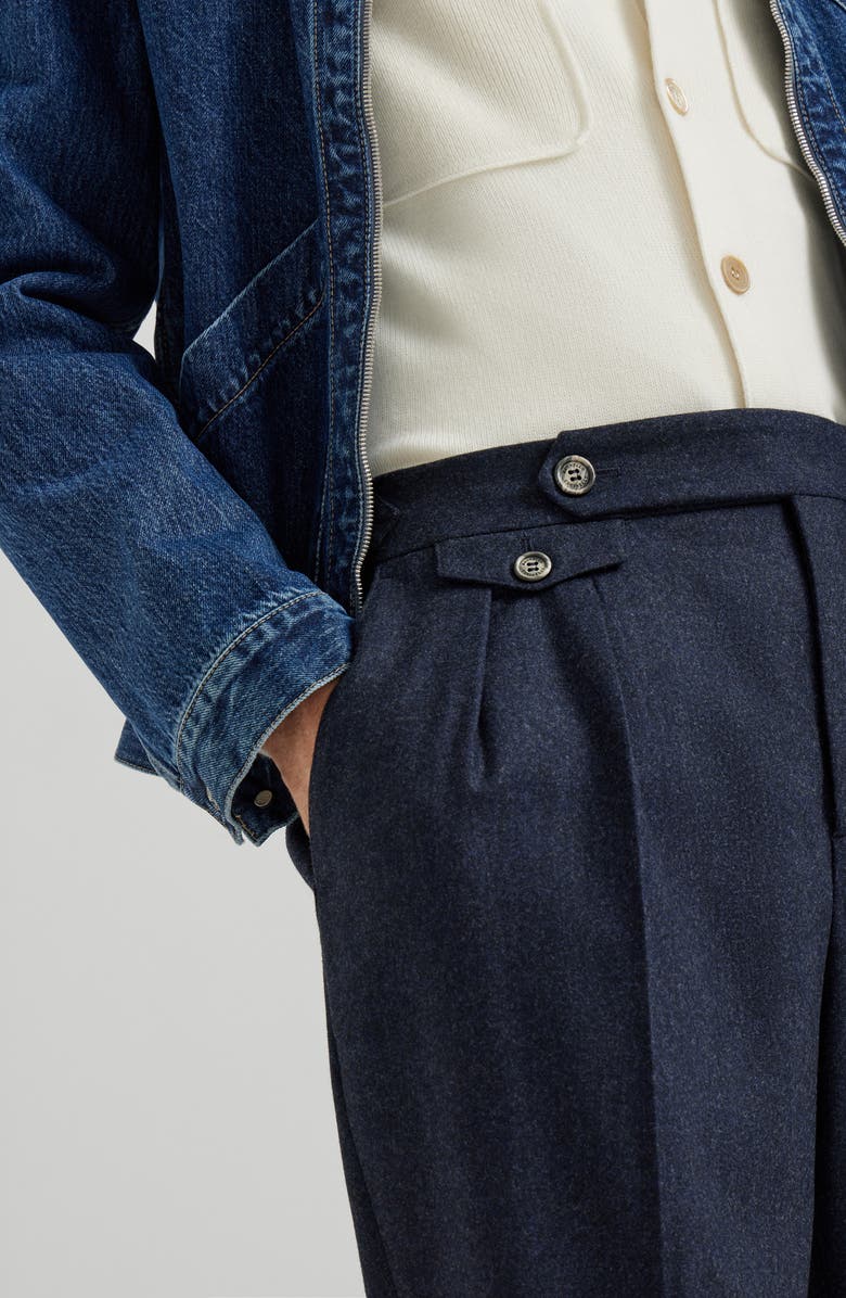 Brunello Cucinelli Flannel tailor fit trousers, Alternate, color, Night