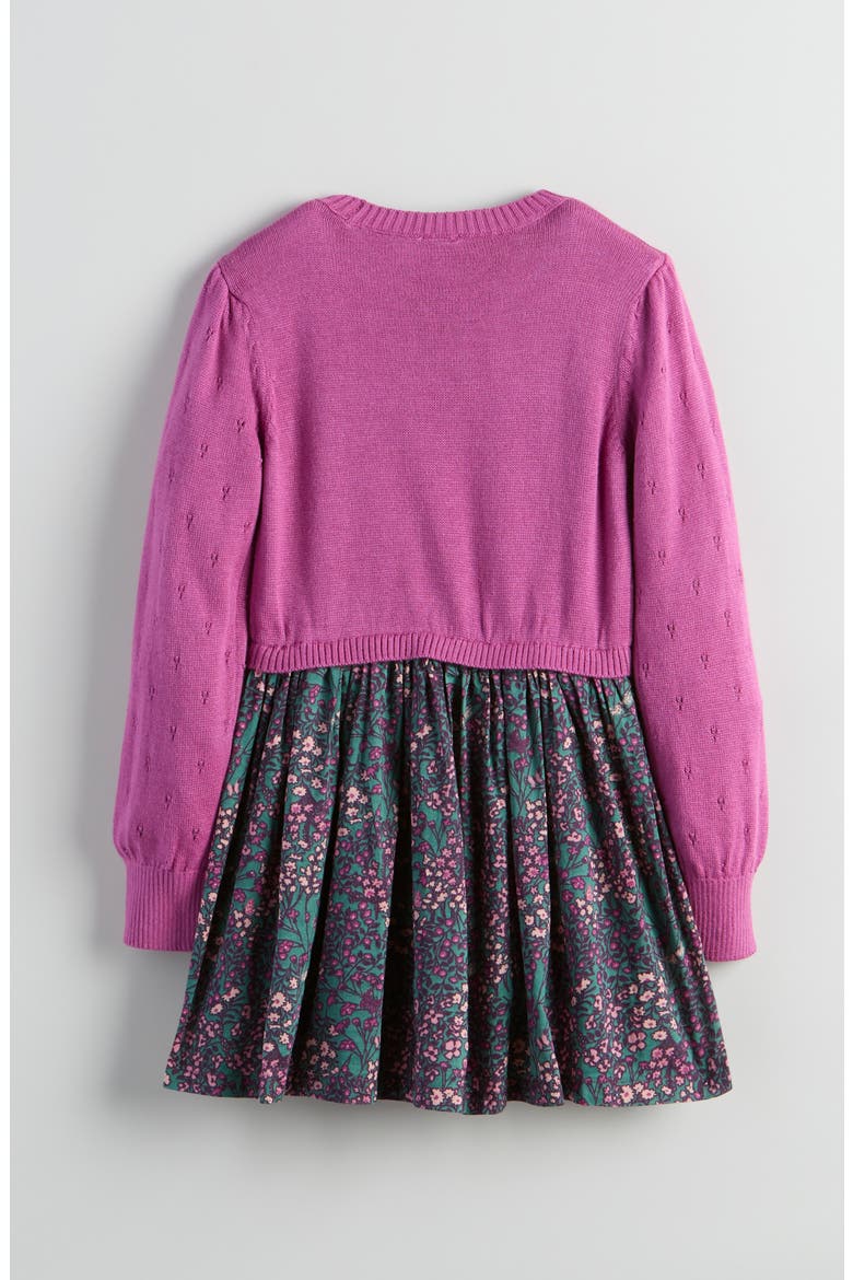 Kids' Mixed Media Dress, Alternate, color, PURPLE- TEAL BUTTERFLY BUNCHES