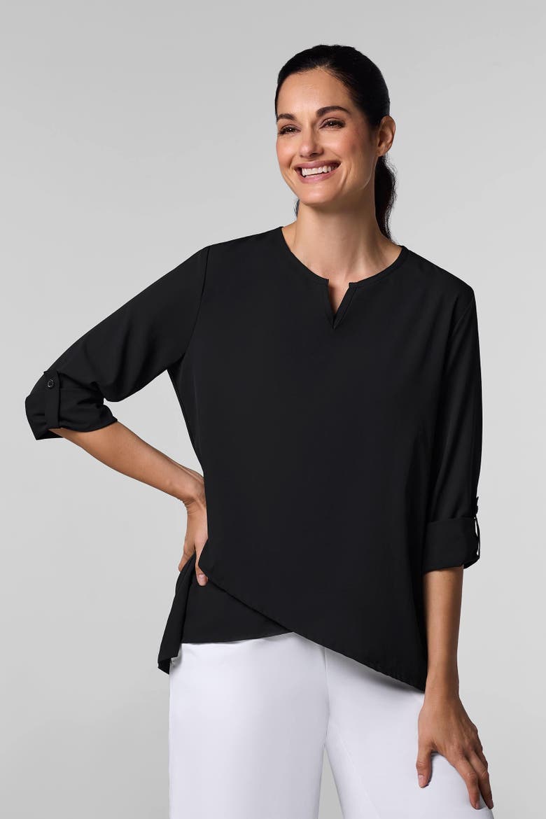 Women's Santa Barbara Tunic Top with Roll-Up Sleeves, UPF 50+ Sun Protection, Alternate, color, Black