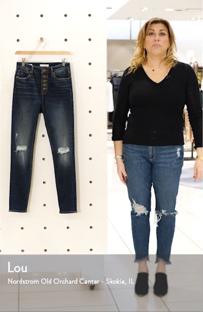 Ace Ripped High Waist Button Front Skinny Jeans, sales video thumbnail