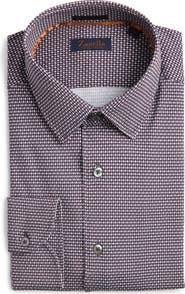Zanella Abbey Geometric Print Knit Cotton Blend Dress Shirt