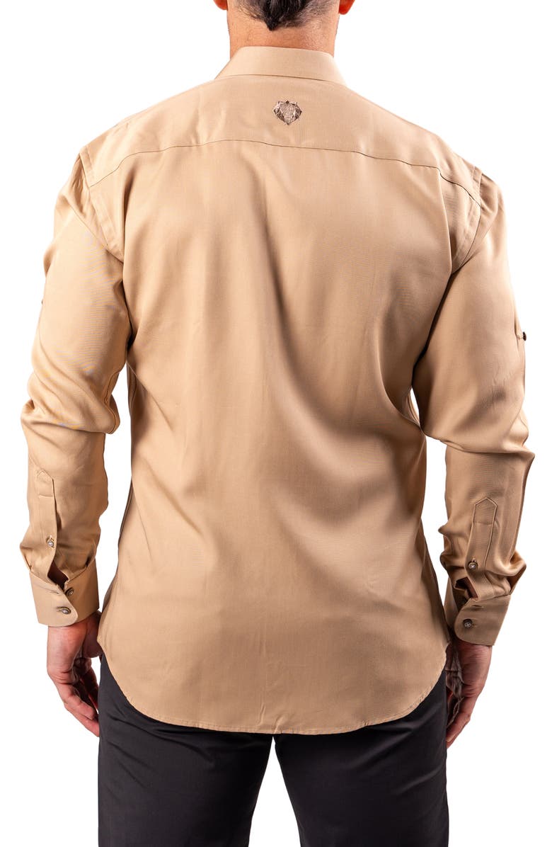 Maceoo Berlin Resistance Cotton Button-Up Shirt, Alternate, color, Brown