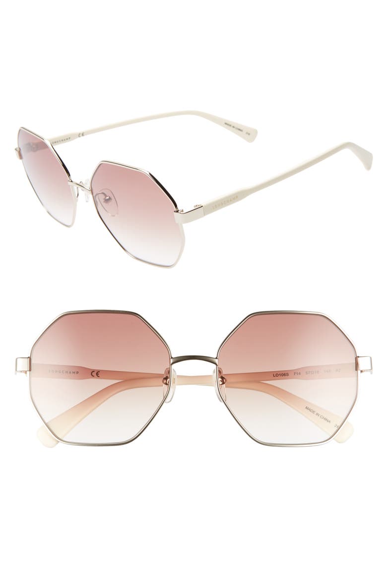 Le Pliage 57mm Gradient Octagonal Sunglasses, Main, color, GOLD