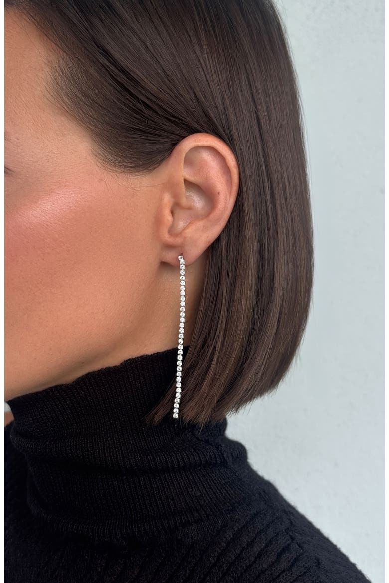 Tennis Drop Earrings, Alternate, color, SILVER