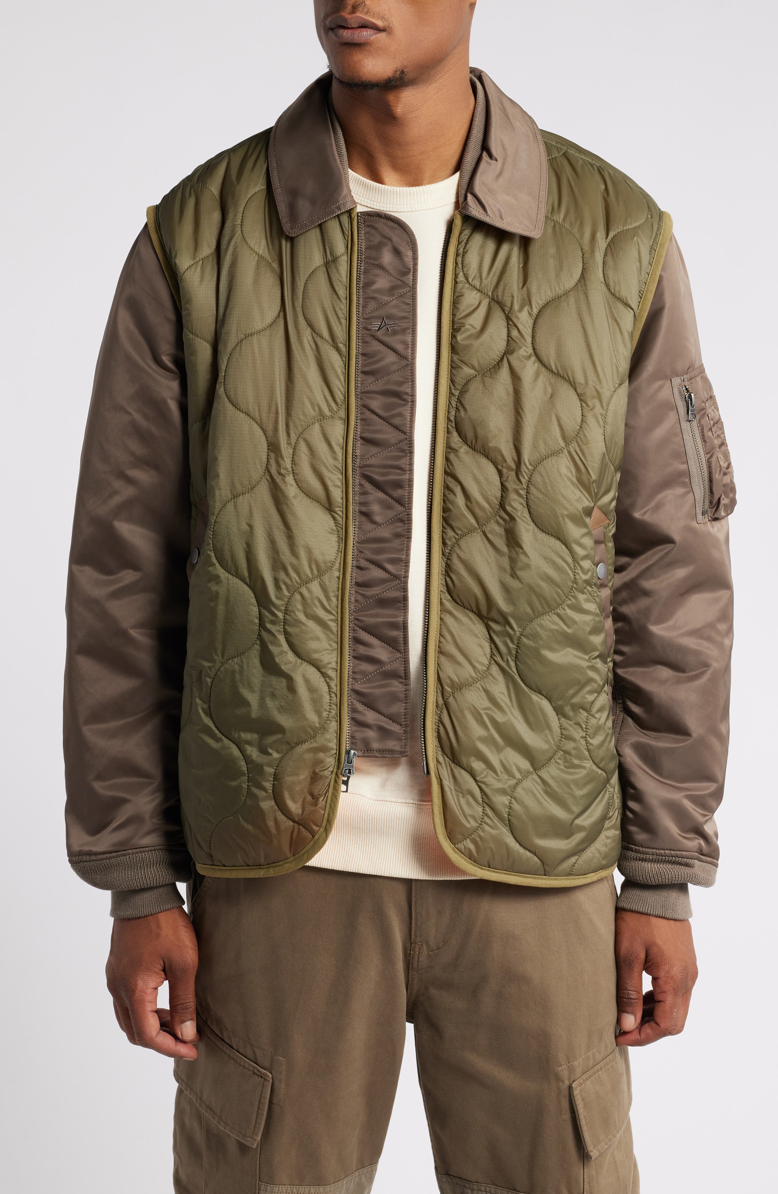 Alpha Industries Quilted Mixed Media Ripstop Utility Jacket (Men ...