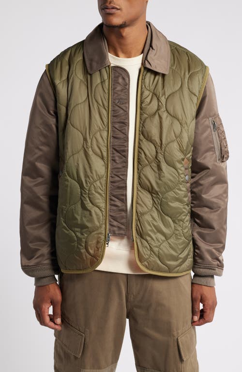 Alpha Industries Quilted Mixed Media Ripstop Utility Jacket in Coyote Brown 