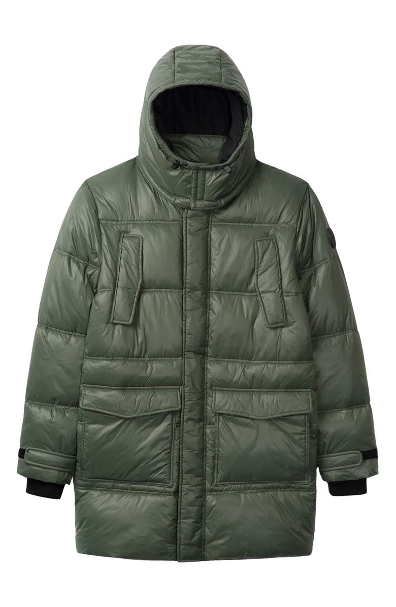 Noize Kiefer Mid Length Puffer Coat, Alternate, color, Uniform Green