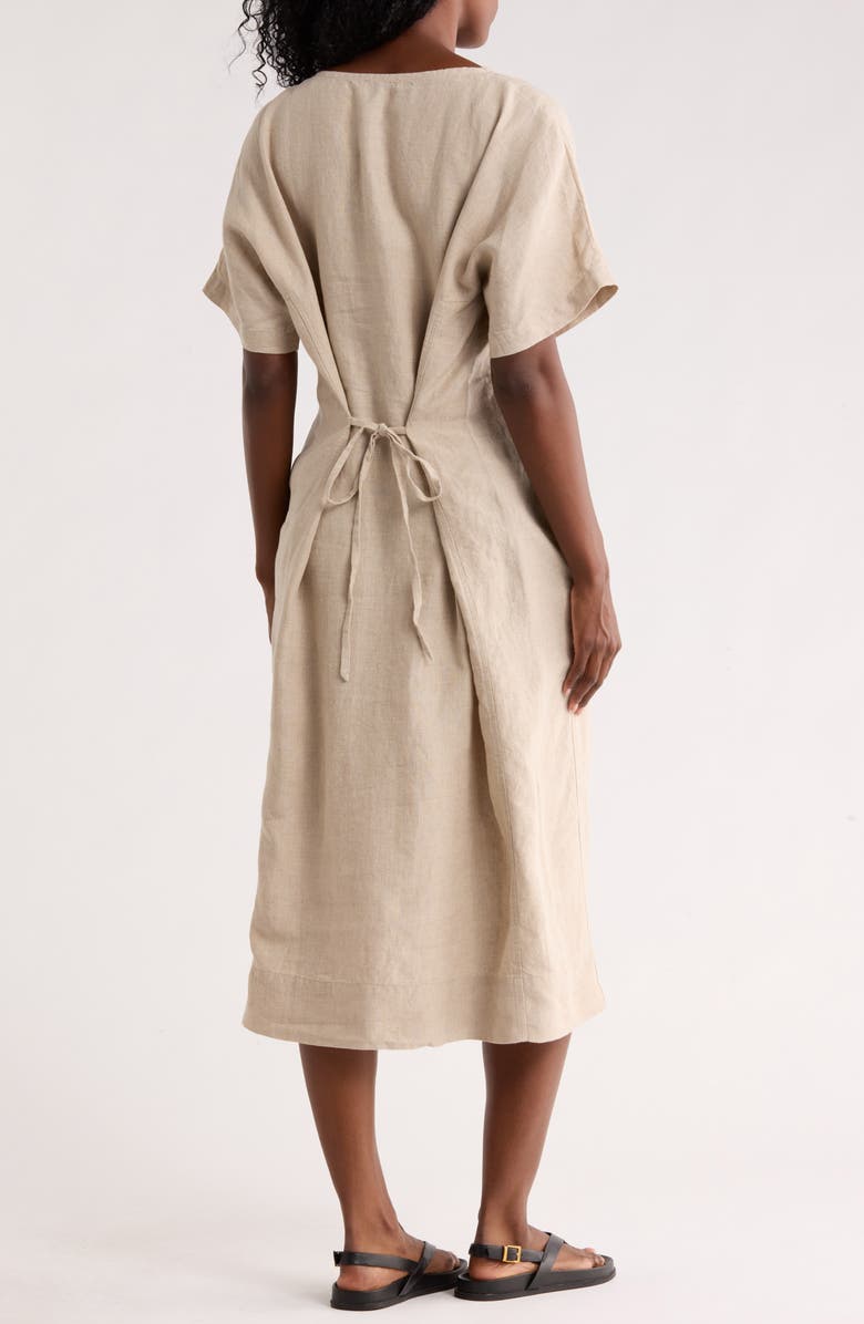 Eileen Fisher Jewel Neck Linen Dress, Alternate, color, Undyed Natural