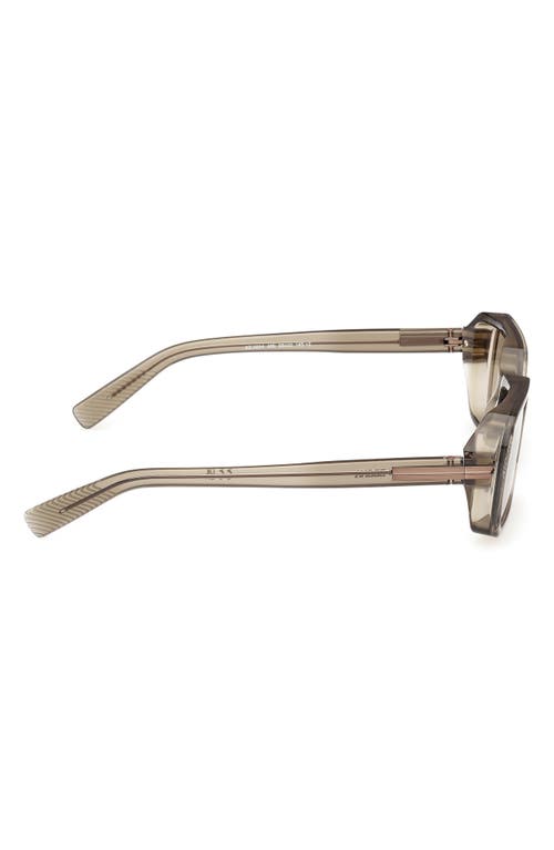 Zegna Rectangle Frame Sunglasses In Shiny Opal Brown