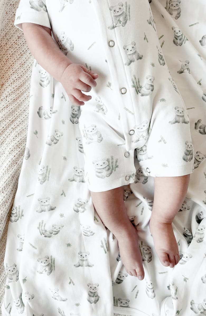 L'ovedbaby Baby Panda Short Sleeve Organic Cotton Romper, Alternate, color, 