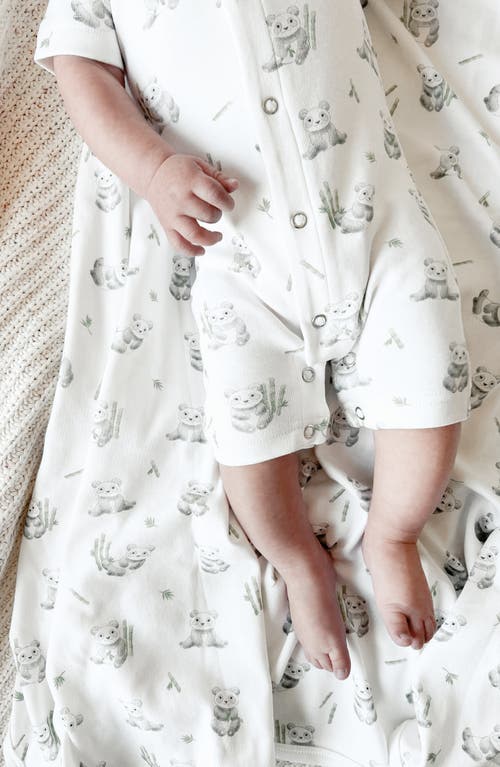 L'ovedbaby Baby Panda Short Sleeve Organic Cotton Romper In Baby Panda