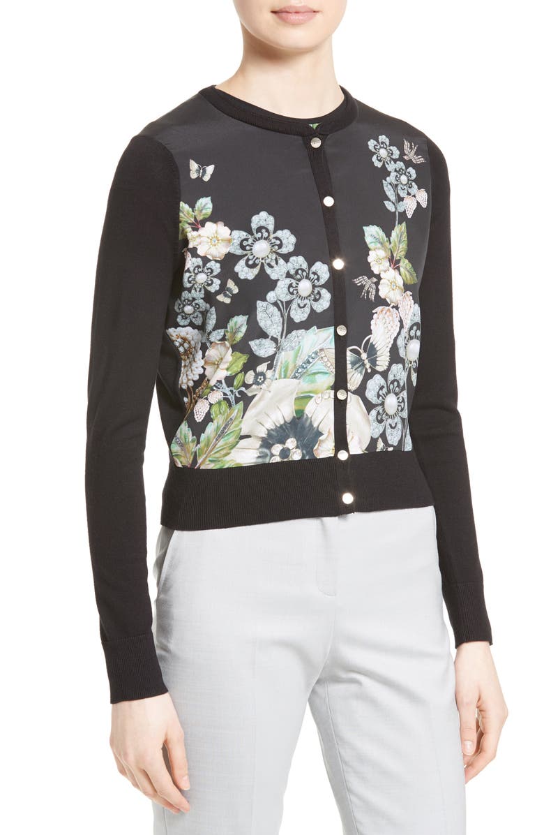 Ted Baker London Teelie Mixed Media Cardigan, Alternate, color, 