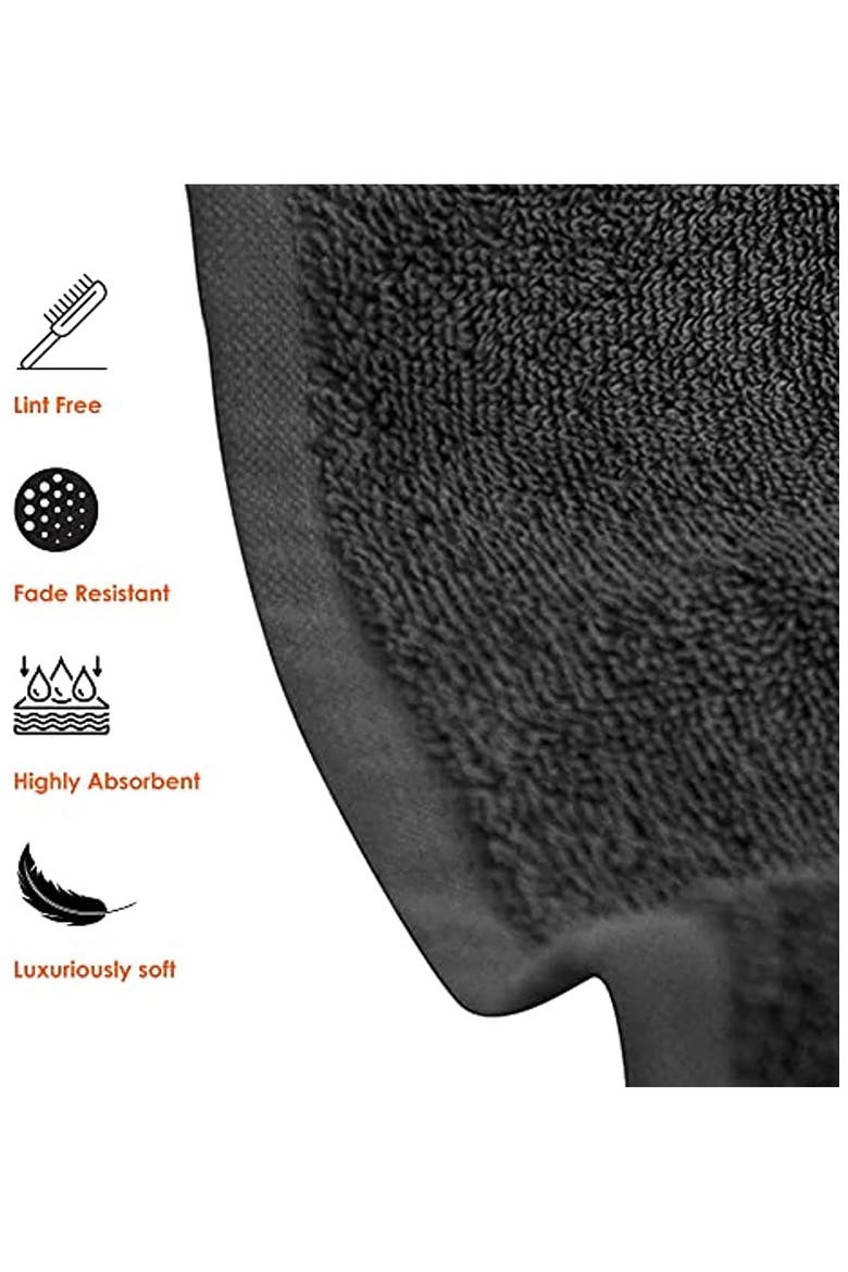 Set of 6 Plush Towels, Alternate, color, CHARCOAL